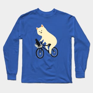 Happy go Lucky Cat 3 ride to the moon Long Sleeve T-Shirt